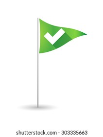 Illustration of a golf flag with a check mark