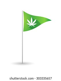Illustration of a golf flag with a marijuana leaf