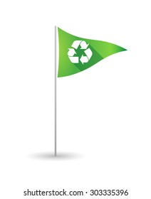 Illustration of a golf flag with a recycle sign