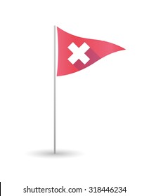 Illustration of a golf flag with an x sign