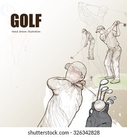 Illustration of golf. hand drawn. golf poster. Sport background.