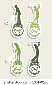 Illustration of golf icons, illustrations of sports and games, vector illustration