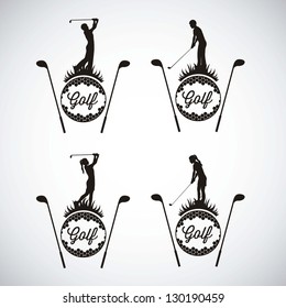 Illustration of golf icons, illustrations of sports and games, vector illustration