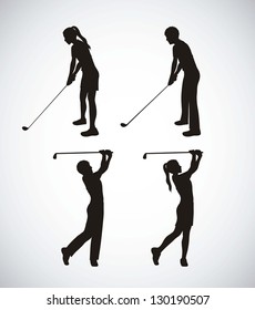 Illustration of golf icons, illustrations of sports and games, vector illustration