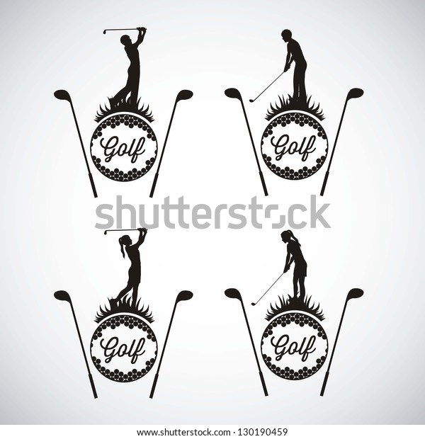 Illustration of golf icons, illustrations of\
sports and games, vector\
illustration