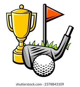 Illustration with golf items. Sport club image.