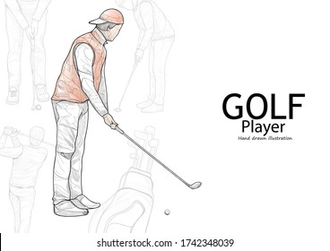 illustration of golf player. sketch vector. watercolour style. golf background.