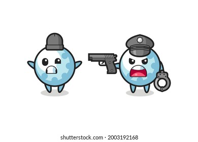 illustration of golf robber with hands up pose caught by police , cute style design for t shirt, sticker, logo element
