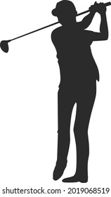 Illustration of golf. A silhouette of a man swinging.