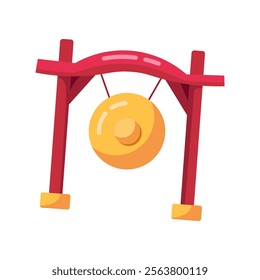 Illustration of a Gong on a Red Stand