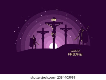 An illustration of Good Friday. Jesus Dies On The Cross