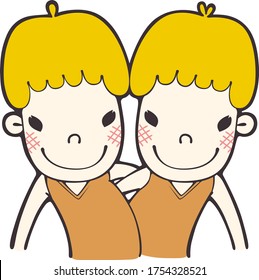 Illustration of good friends Gemini.