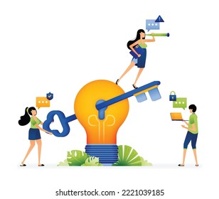 Ilustración de una buena idea para crear un sistema de seguridad digital más seguro y encriptado. Diseñado para sitios web, página de inicio, volante, banner, aplicaciones, folleto, empresa de medios de inicio