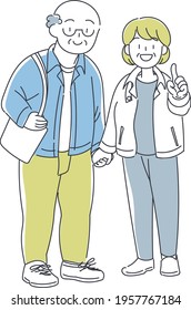 Illustration of a good mature couple