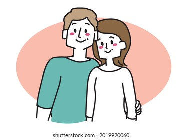 Ilustración de una buena pareja de mediana edad