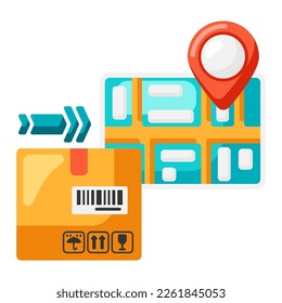 Illustration of goods delivery by order in store.