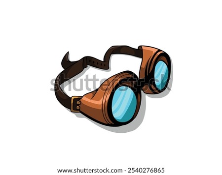 Illustration of google glasses to fly isolated white background