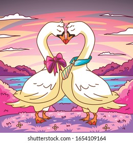 illustration goose couple in love 