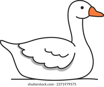 Ilustración de un ganso sobre un fondo blanco. Ilustración vectorial.