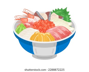 An illustration of a gorgeous seafood bowl in a bowl.