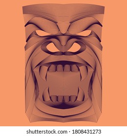 Illustration of gorilla face in lines style. Nice for t-shirt screen printing of any other purpose