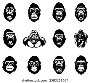 Illustration Gorilla Face Silhouette Vector File
