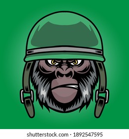 Ilustración de gorila con casco