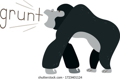 Illustration of a Gorilla Making a Grunting Sound