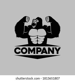 illustration of gorilla silhouette, can be use for logo, design element, etc