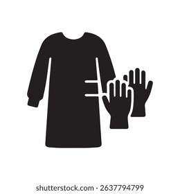 Illustration of a gown with gloves in black color