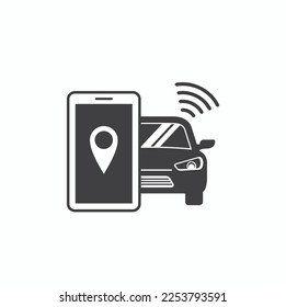 illustration of gps car, gps tracker, vector art.