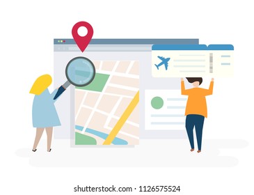 Ilustração do conteúdo de mapeamento gps