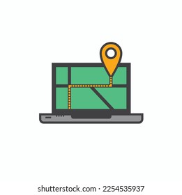 illustration of gps tracker, vector art.