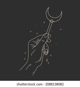 illustration of a graceful female hand. magic rituals, the hand of the witch fortune teller