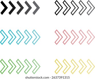 Illustration of gradient arrows with various color schemes