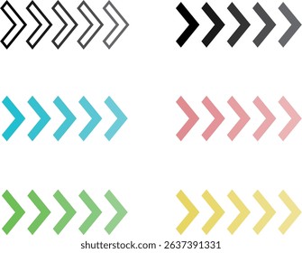 Illustration of gradient arrows with various color schemes