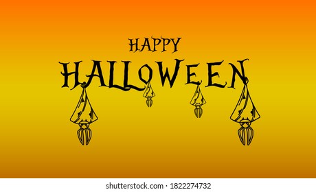 Illustration gradient background for happy halloween with bats. Vector EPS