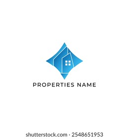 ILLUSTRATION GRADIENT BLUE COLOR HOME. BUILDING ARCHITECTURE SIMPLE MINIMALIST LOGO ICON DESIGN VECTOR. GOOD FOR REAL ESTATE, PROPERTY INSDUSTRY