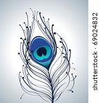 illustration with gradient and blue peacock feather