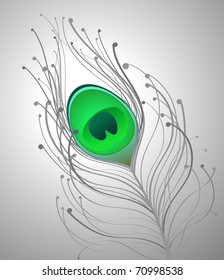 illustration with gradient and green peacock feather