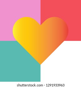 Illustration gradient heart shape with colourful vibrant background. Vector design for Valentine's greeting card.