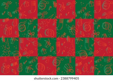 illustration gradient line object of Christmas season on green and red table background.