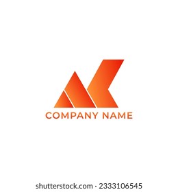 ILUSTRACIÓN GRADIENTE COLOR NARANJA ABSTRACTO LETRA GEOMÉTRICA A Y K LOGO ICONO DISEÑO DE PLANTILLA NIMALISTA SENCILLA