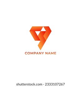 ILUSTRACIÓN GRADIENTE COLOR NARANJA ABSTRACTO DIAMANTE GEOMÉTRICO ICONO DE LOGOTIPO DE DIAMANTE SIMPLE VECTOR DE PLANTILLA NIMALISTA
