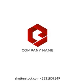 ILLUSTRATION GRADIENT RED COLOR ABSTRACT GEOMATRIC LETTER E AND V LOGO ICON SIMPLE NIMIMALIST TEMPLATE DESIGN VECTOR