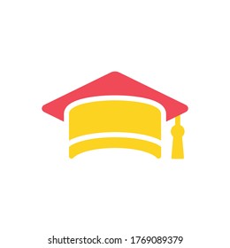 Illustration Of Graduate Cap Flat Icon Design vector Template