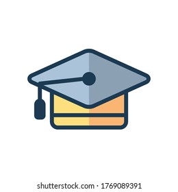 Illustration Of Graduate Cap Flat Icon Design vector Template