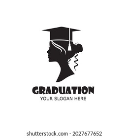 illustration of graduate girl silhouette isolated on white background