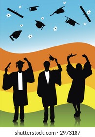 illustration of  graduates, silhouettes