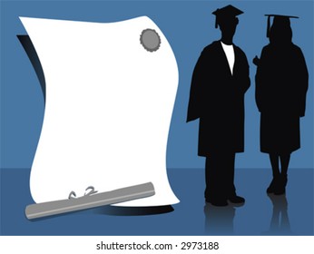 illustration of  graduates, silhouettes